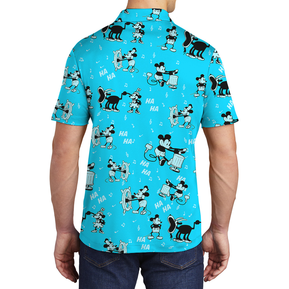 Vintage Mickey Steamboat Willie Men's Hawaiian Polo Shirt