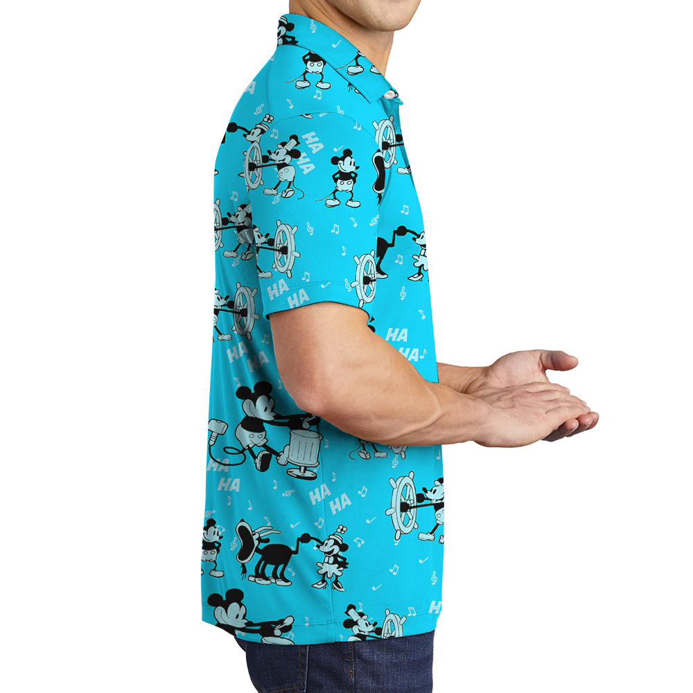 Vintage Mickey Steamboat Willie Men's Hawaiian Polo Shirt