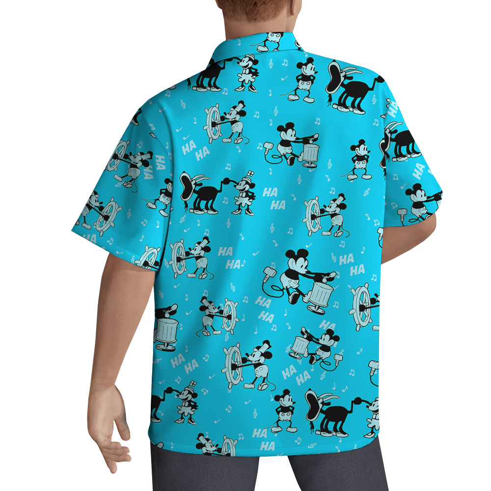 Classic Steamboat Willie Mickey Blue Hawaiian Shirt