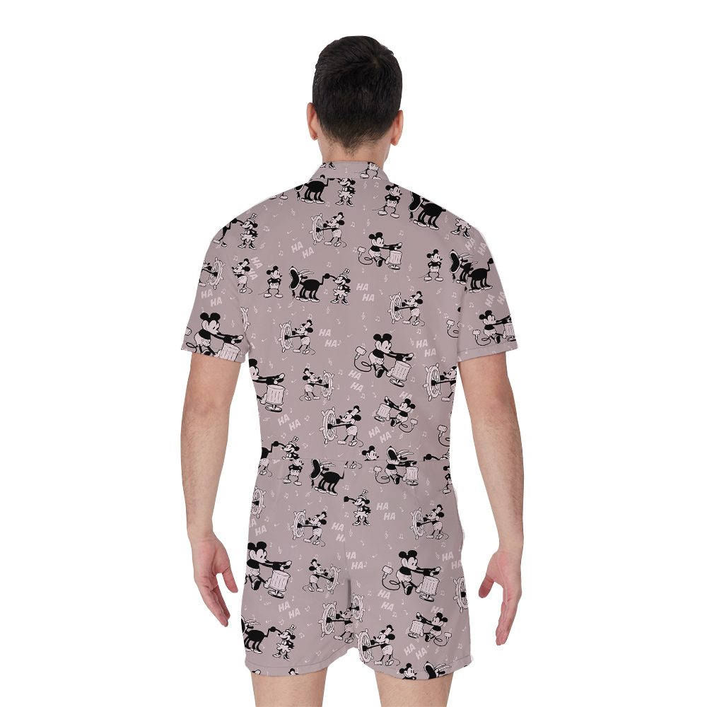 Cute Mickey Steamboat Willie Classic Men's Hawaiian Romper