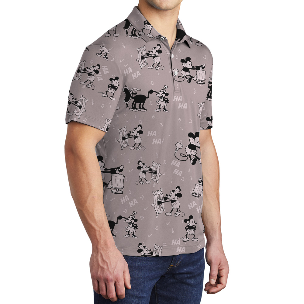 Cute Mickey Steamboat Willie 1928 Classic Hawaiian Polo Shirt For Men