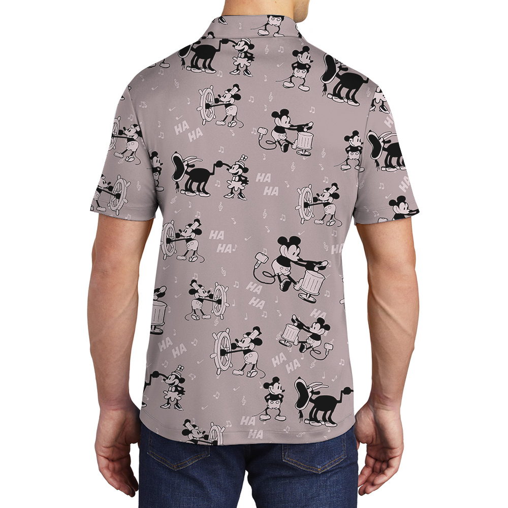 Cute Mickey Steamboat Willie 1928 Classic Hawaiian Polo Shirt For Men