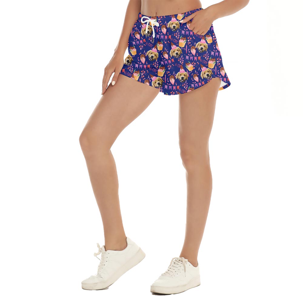 Birthday Custom Face Hawaiian Shorts Women