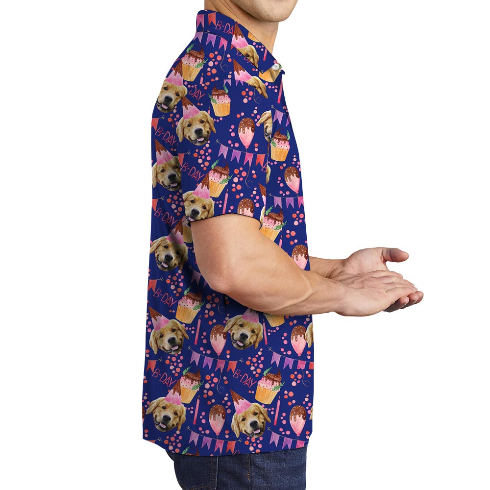 Birthday Custom Face Hawaiian Polo Men