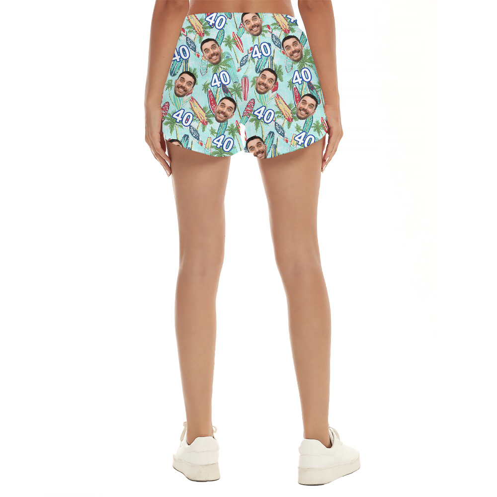 Birthday Aloha Women Short for Surfer Lovers with Custom Face and Age