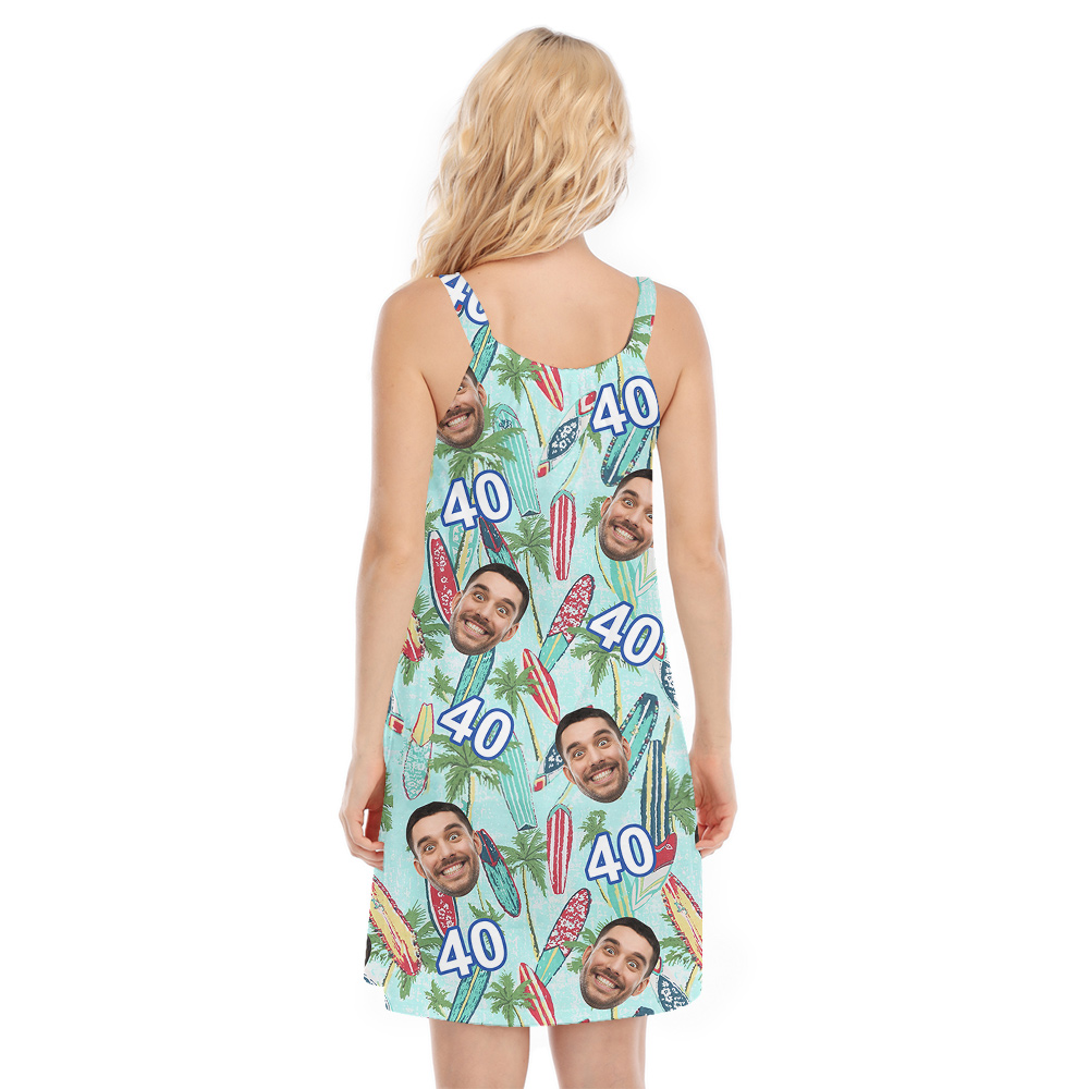 Birthday Aloha Cami Dress for Surfer Lovers with Custom Face and Age