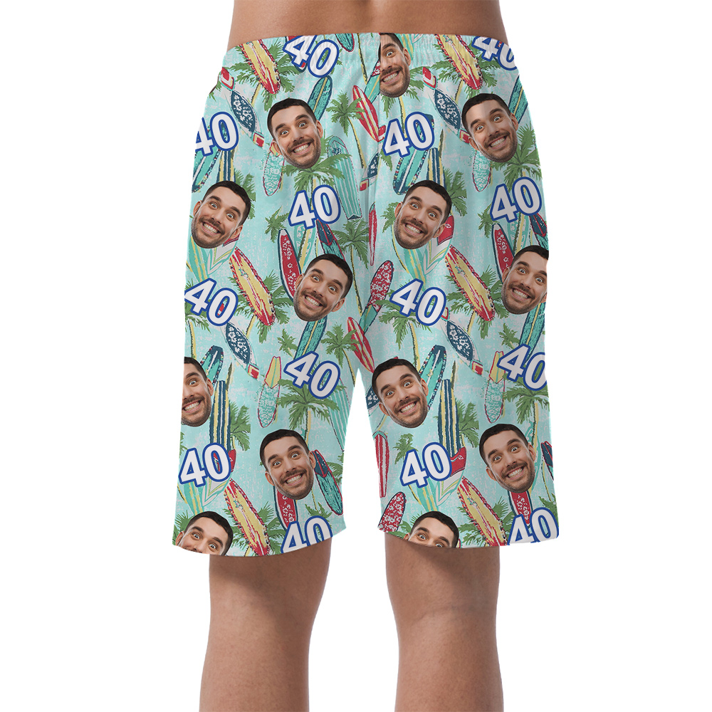 Birthday Hawaiian Short Mens for Surfer Lovers with Custom Face and Age