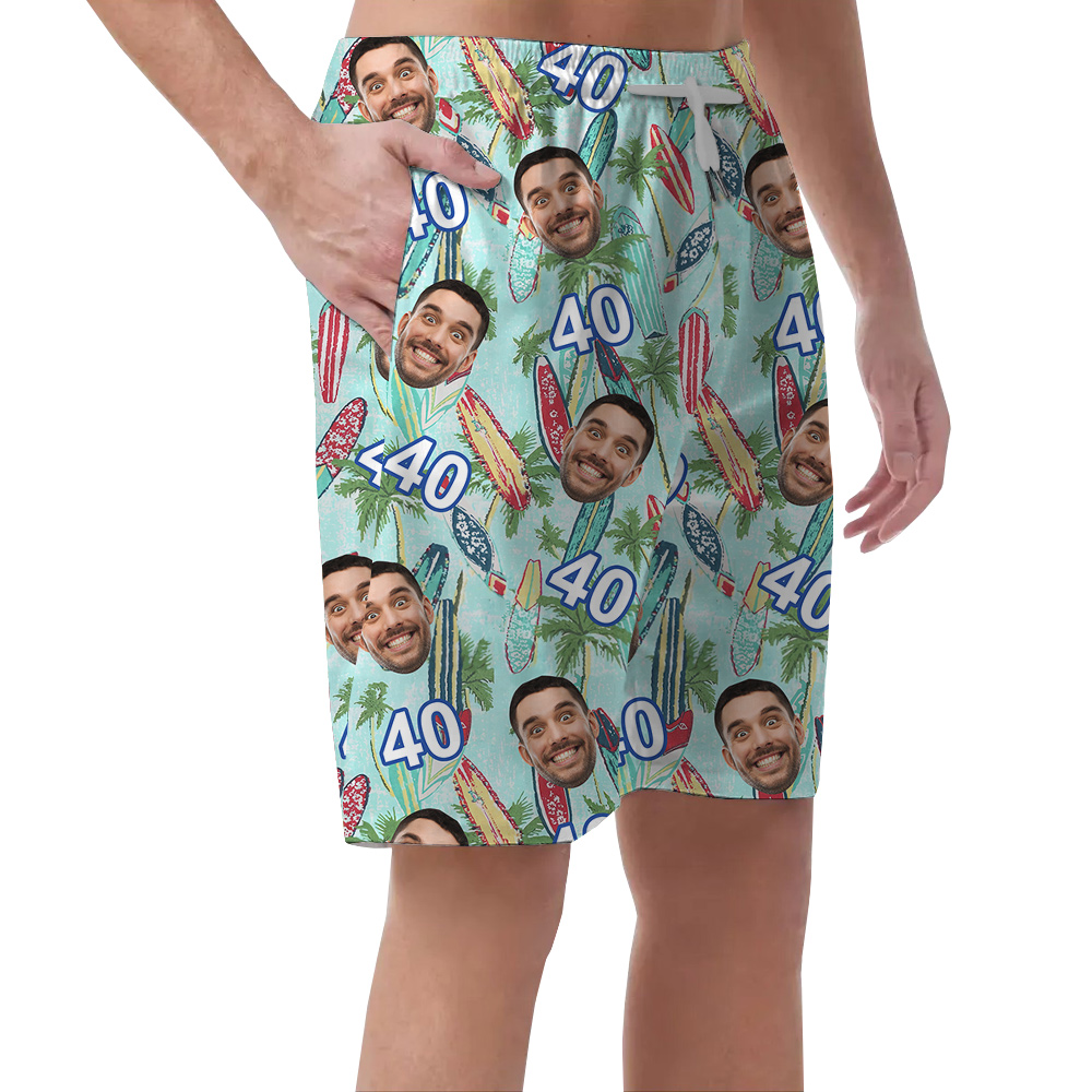Birthday Hawaiian Short Mens for Surfer Lovers with Custom Face and Age