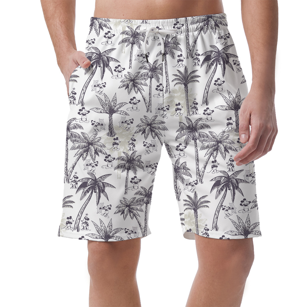 Funny Mickey Steamboat Willie Classic Palm Trees Men's Hawaiian Beach Shorts - variant image 1