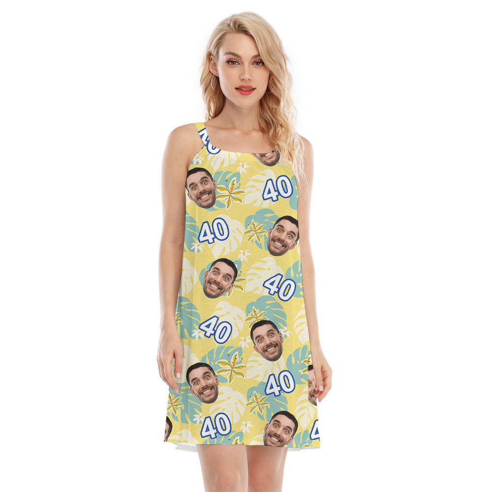 Custom Face and Age Summer Birthday Hawaiian Cami Dress - variant image 1