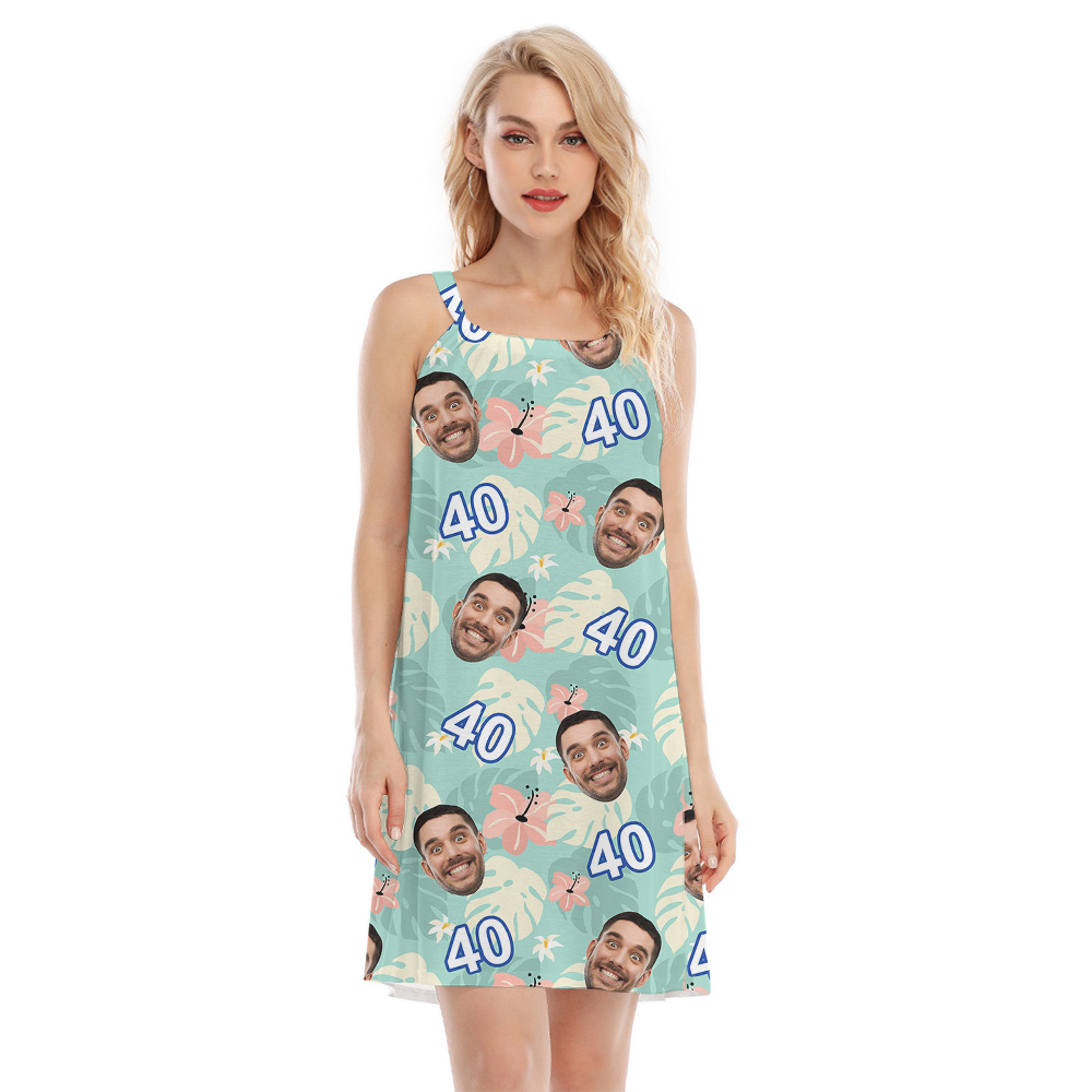Green Birthday Aloha Cami Dress with Face and Age Custom - variant image 1