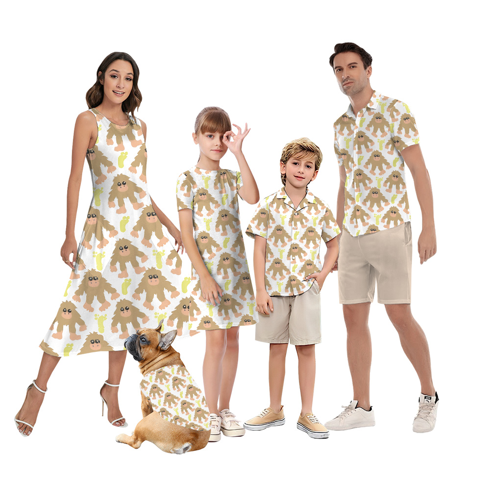 Cute Bigfoot Matching Hawaiian Outfits For Family - variant image 1