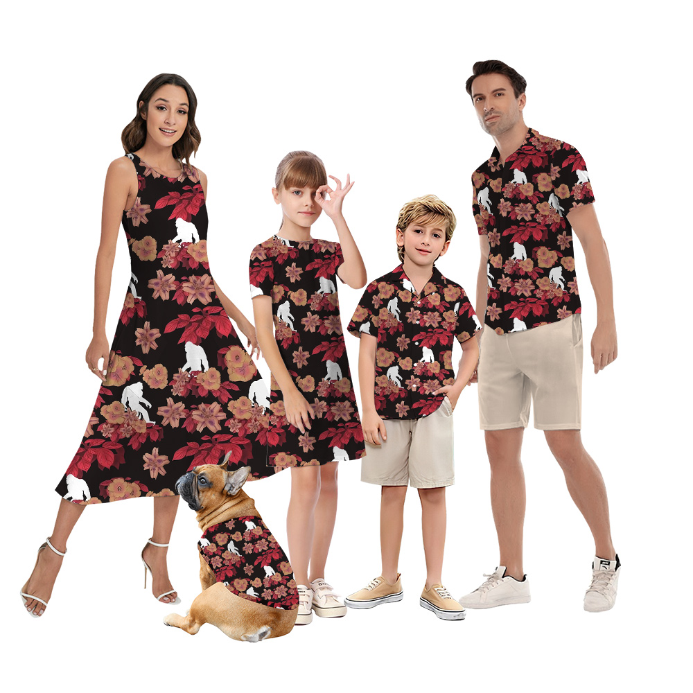 Cute Bigfoot Floral Family Matching Hawaiian Shirts - variant image 1