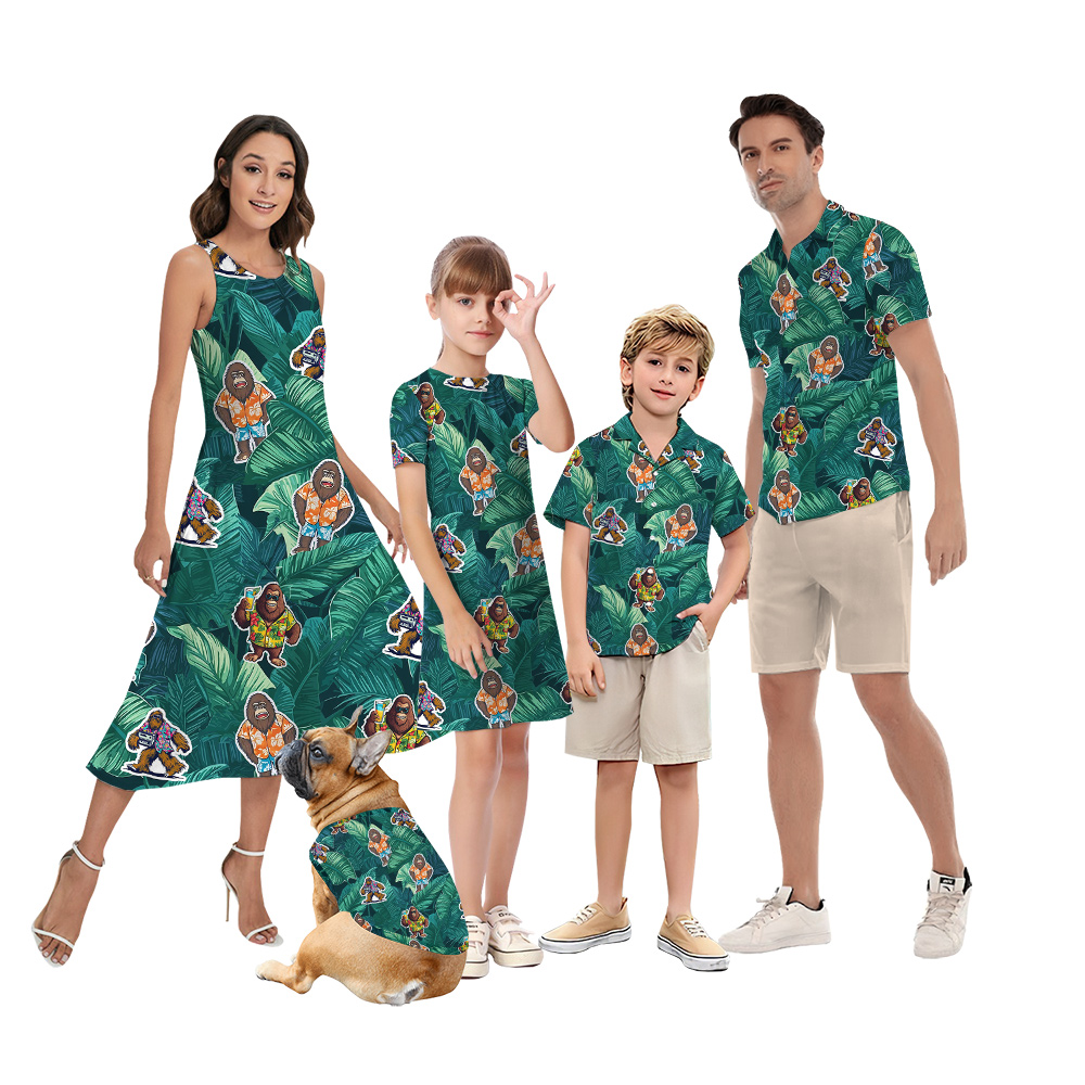 Funny Tropical Bigfoot Vacation Matching Family Hawaiian Outfits - variant image 1