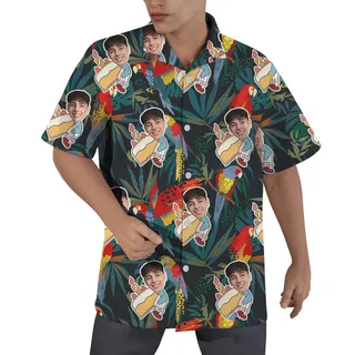 Funky Green Custom Face Birthday Hawaiian Shirt for Men