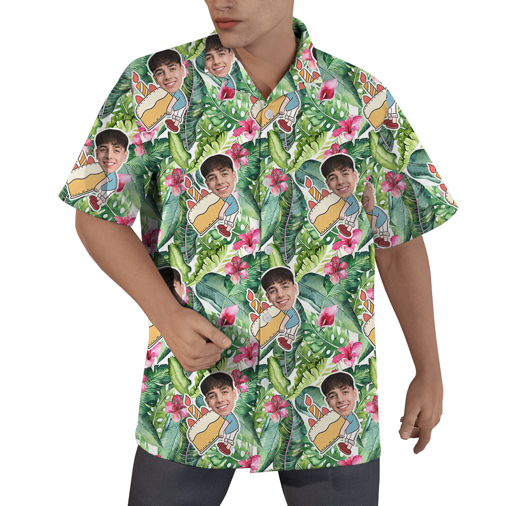 Green Forest Custom Face Birthday Hawaiian Shirt for Men - variant image 1