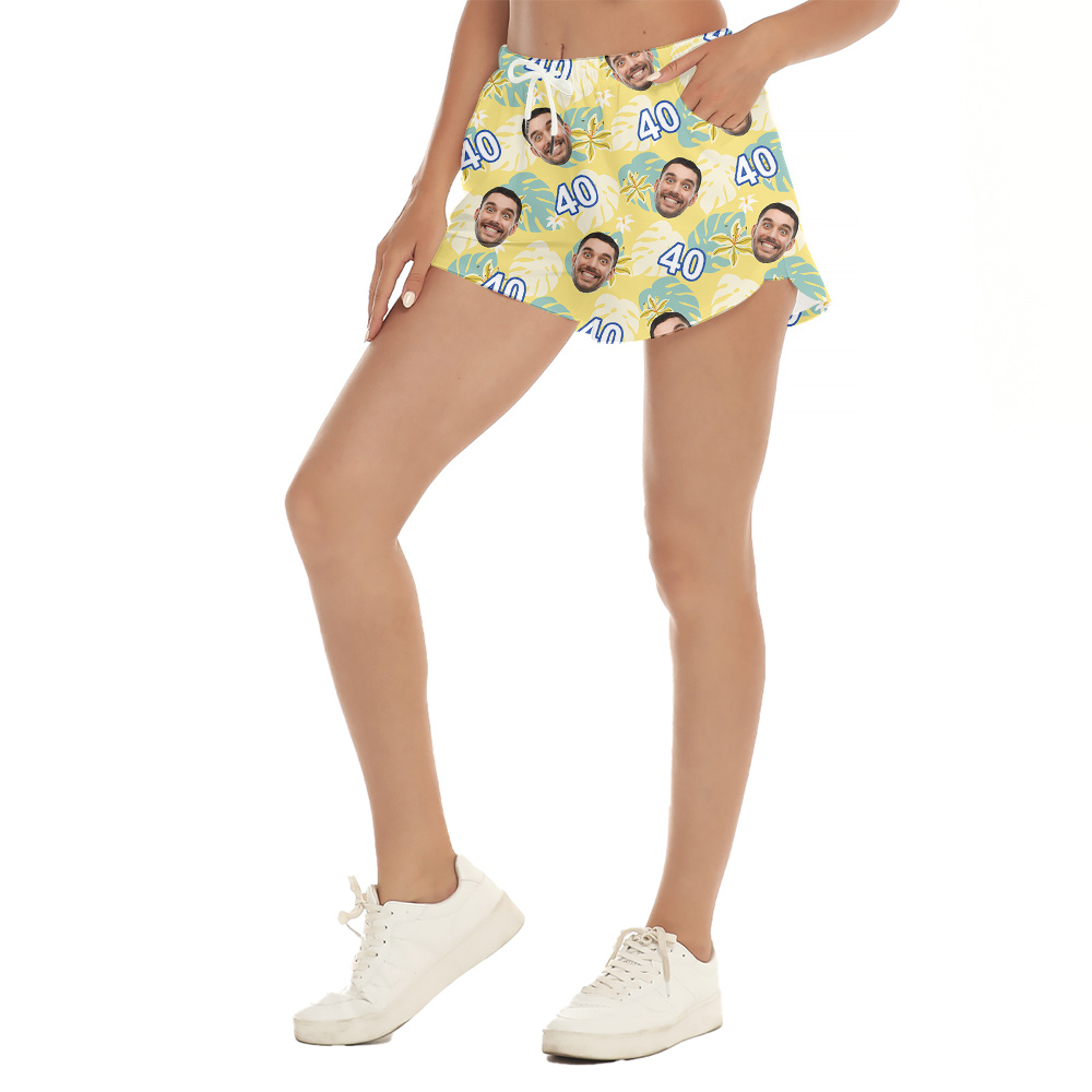 Custom Face and Age Summer Birthday Hawaiian Short Womens