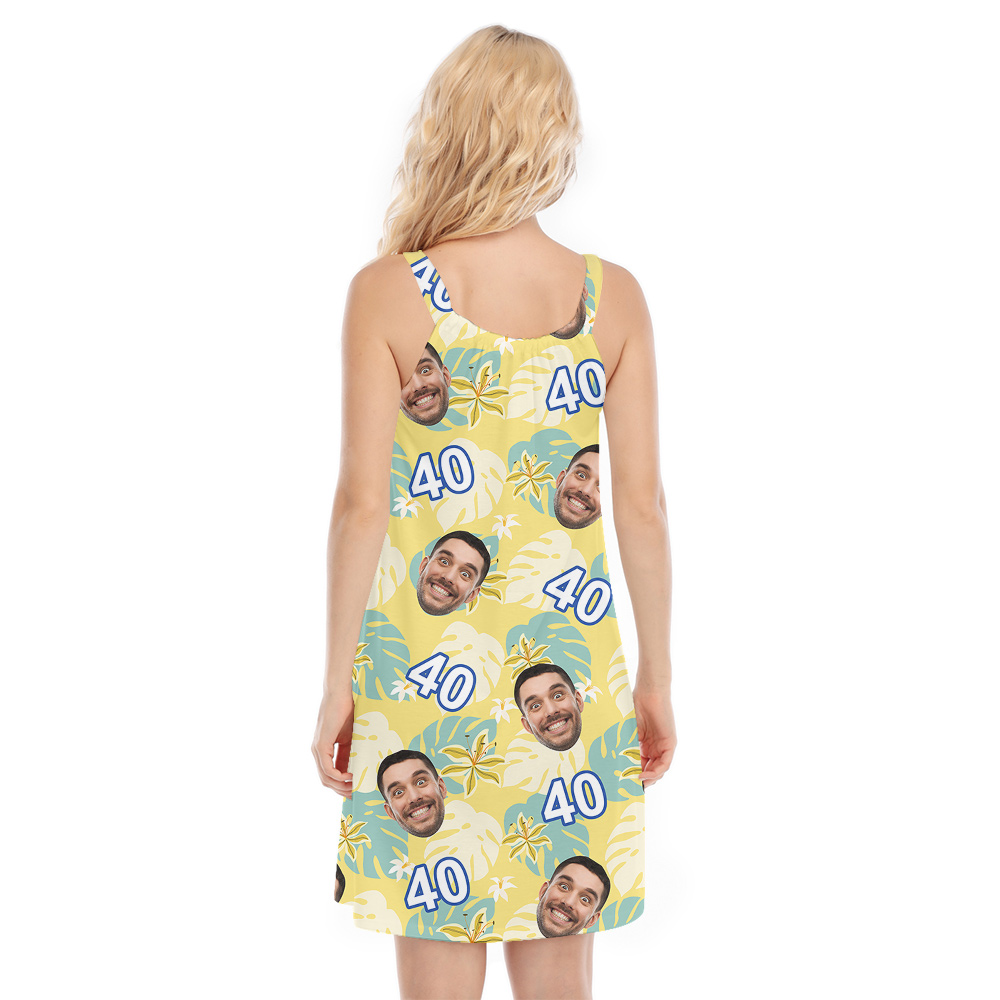 Custom Face and Age Summer Birthday Hawaiian Cami Dress