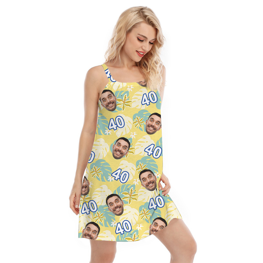 Custom Face and Age Summer Birthday Hawaiian Cami Dress