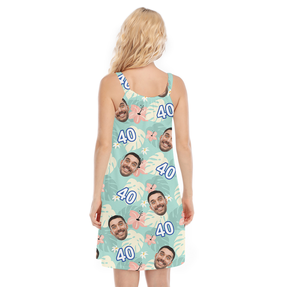 Green Birthday Aloha Cami Dress with Face and Age Custom