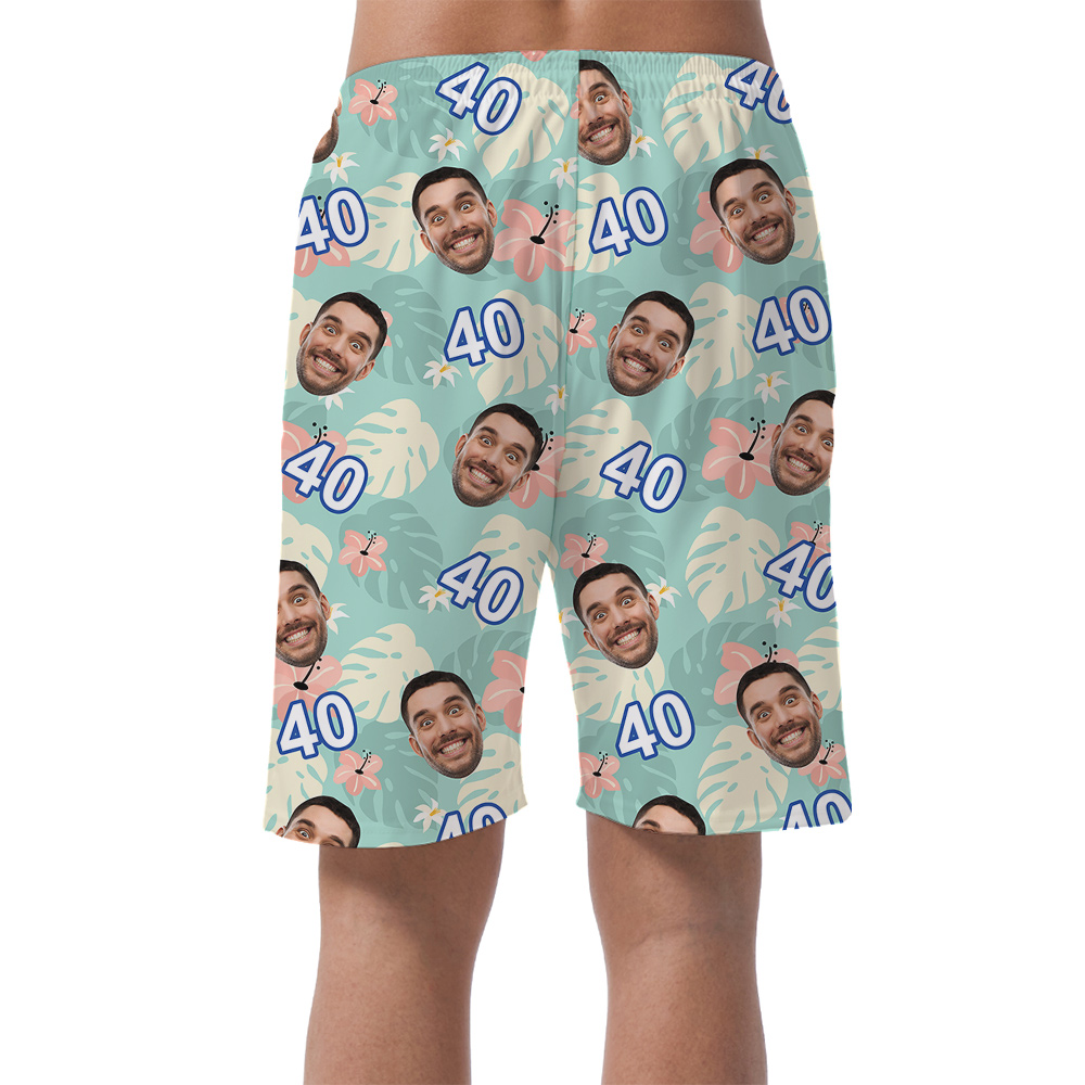 Green Birthday Polo Hawaiian Short Mens with Face and Age Custom