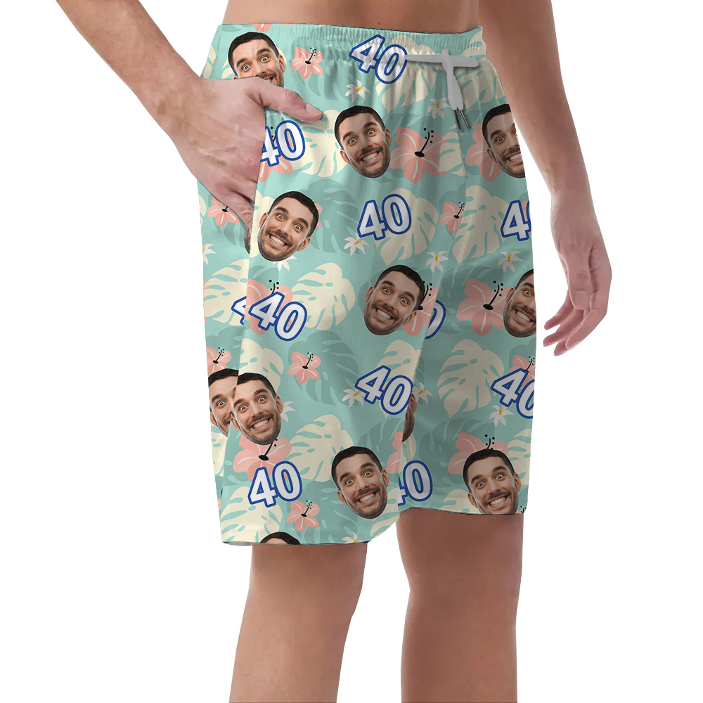 Green Birthday Polo Hawaiian Short Mens with Face and Age Custom