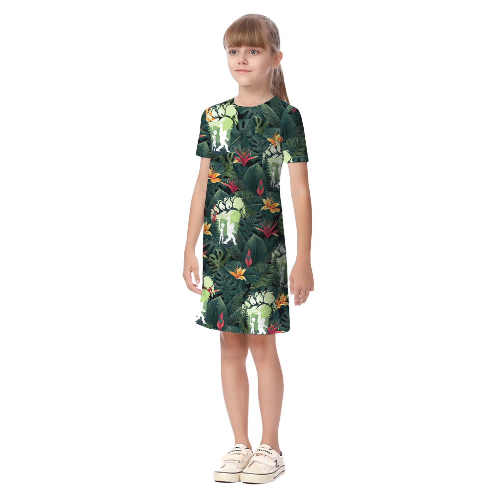 Funny Bigfoot Alien Green Tropical Matching Family Hawaiian Outfits