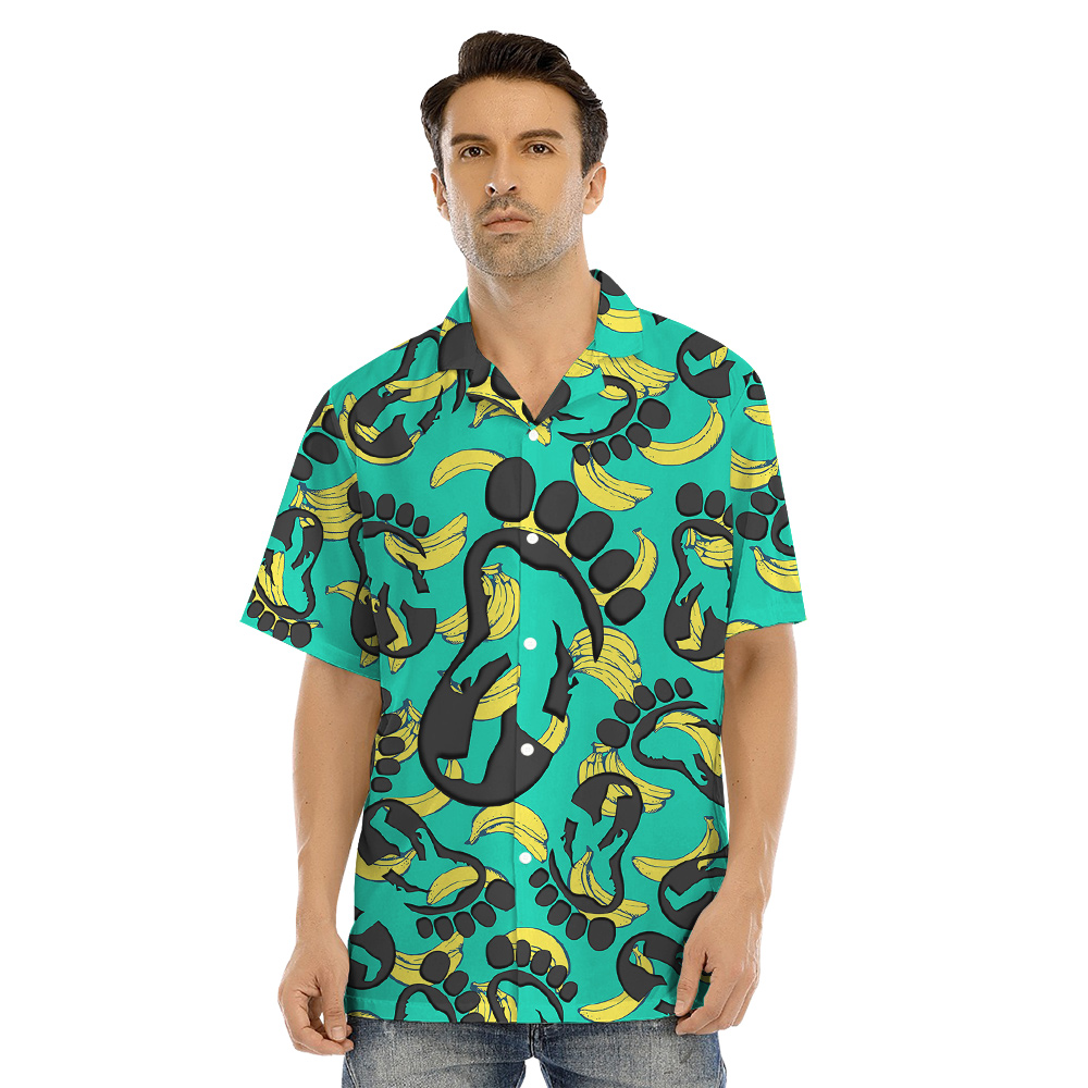 Funny Bigfoot Banana Green Matching Family Hawaiian Outfits