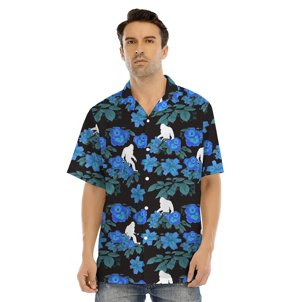 Floral Sasquatch Navy Matching Family Hawaiian Outfits