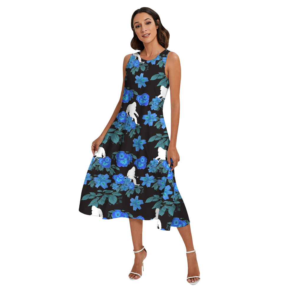 Floral Sasquatch Navy Matching Family Hawaiian Outfits