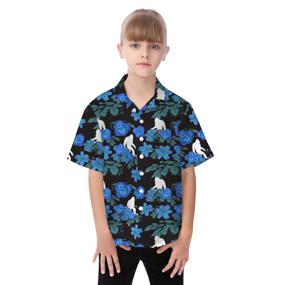 Floral Sasquatch Navy Matching Family Hawaiian Outfits