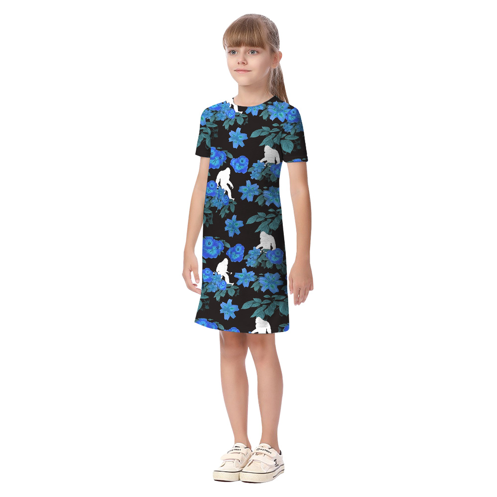 Floral Sasquatch Navy Matching Family Hawaiian Outfits