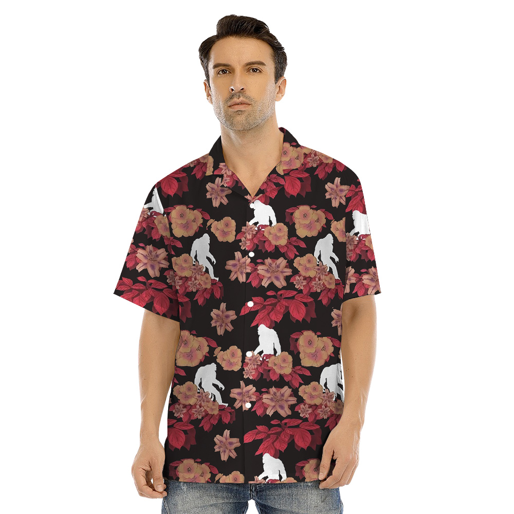 Cute Bigfoot Floral Family Matching Hawaiian Shirts