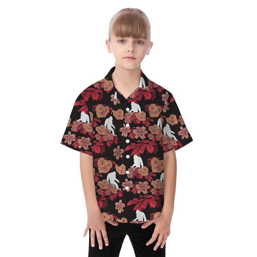 Cute Bigfoot Floral Family Matching Hawaiian Shirts
