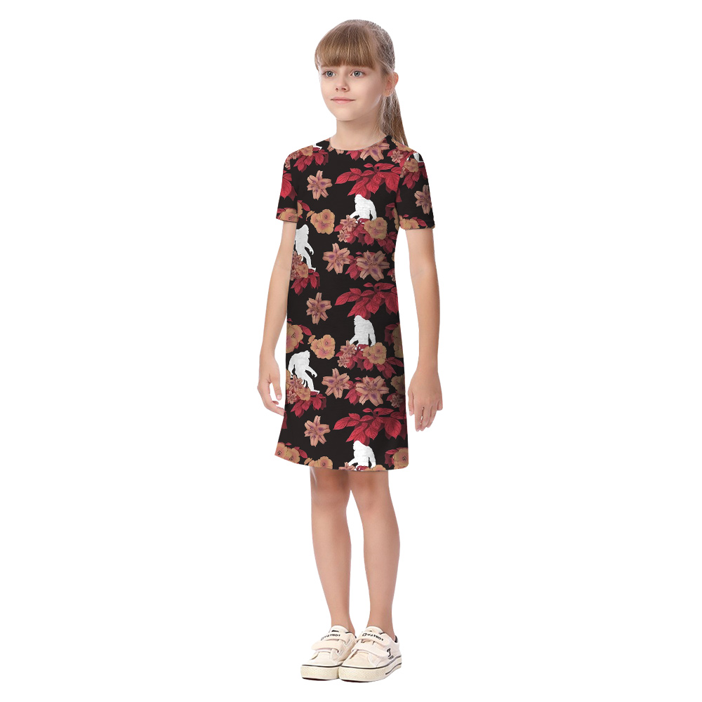 Cute Bigfoot Floral Family Matching Hawaiian Shirts