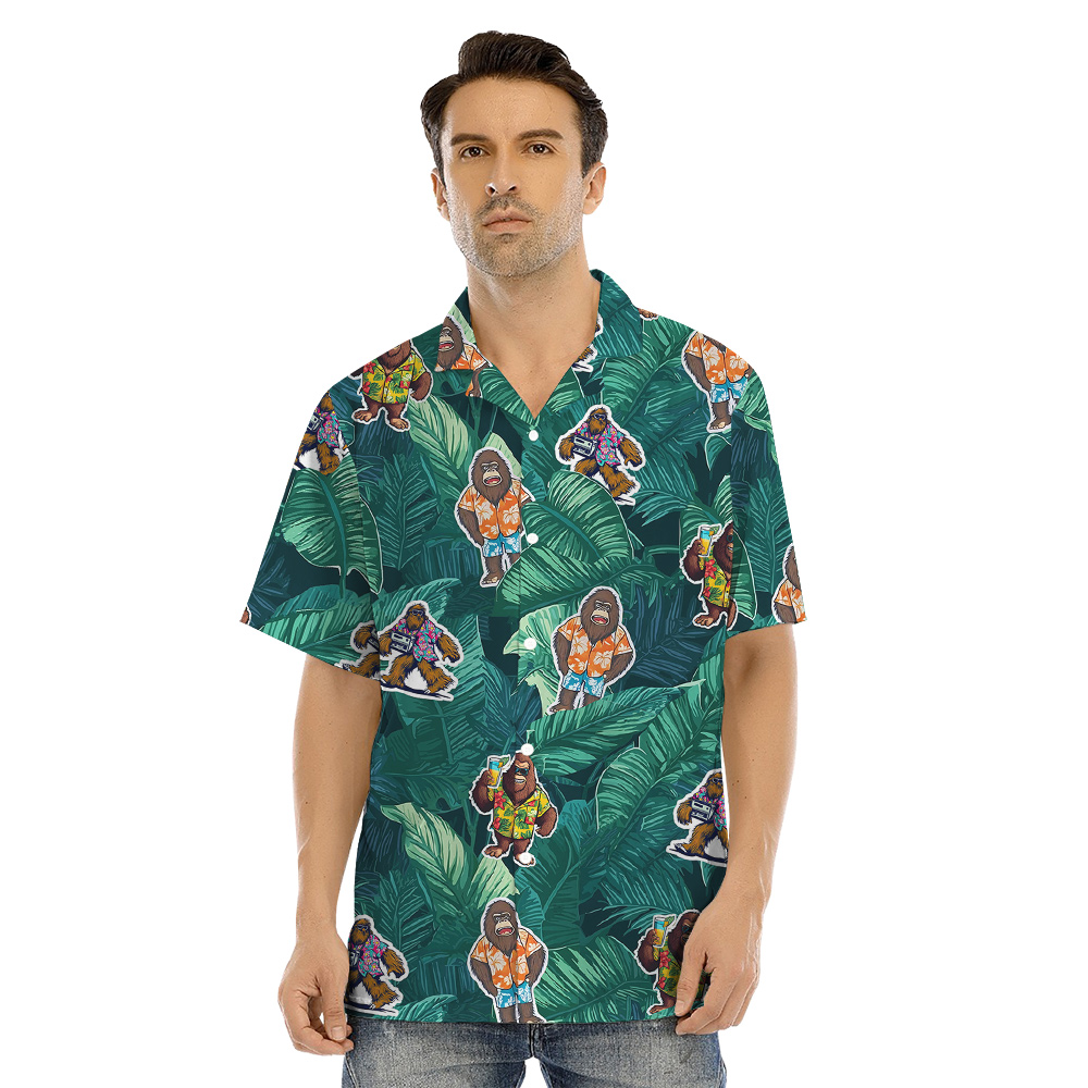 Funny Tropical Bigfoot Vacation Matching Family Hawaiian Outfits