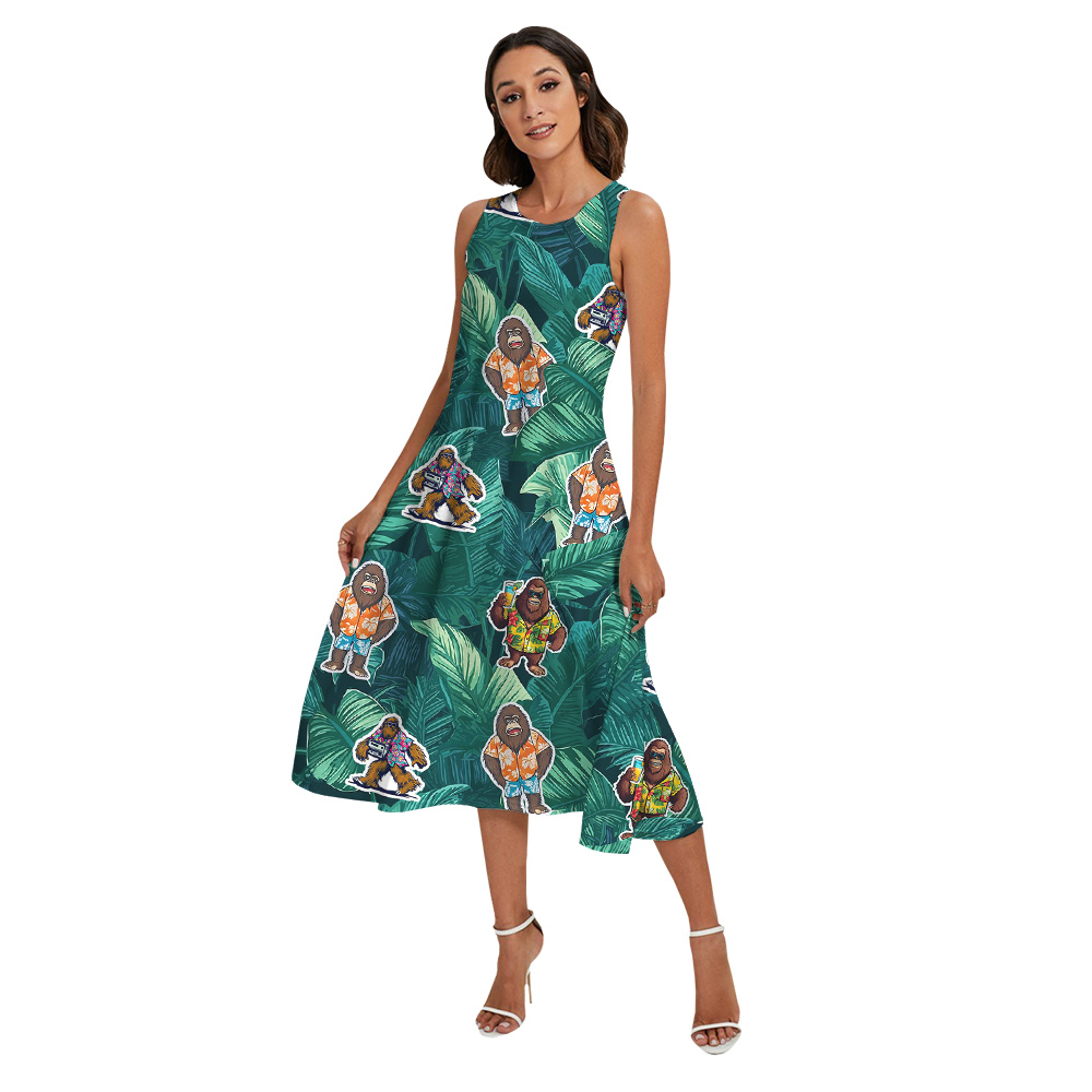 Funny Tropical Bigfoot Vacation Matching Family Hawaiian Outfits