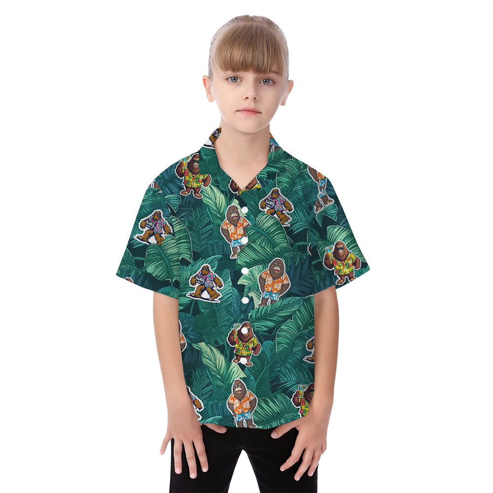 Funny Tropical Bigfoot Vacation Matching Family Hawaiian Outfits