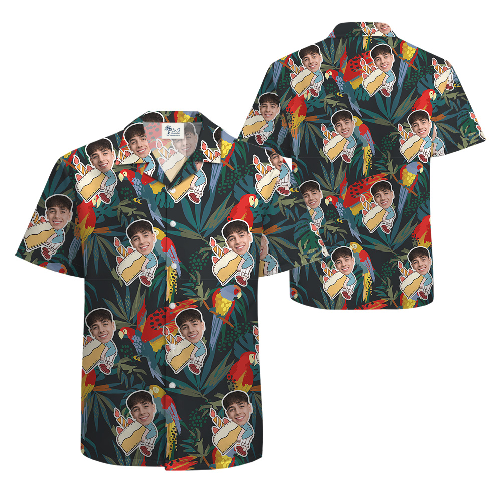 Funky Green Custom Face Birthday Hawaiian Shirt for Men