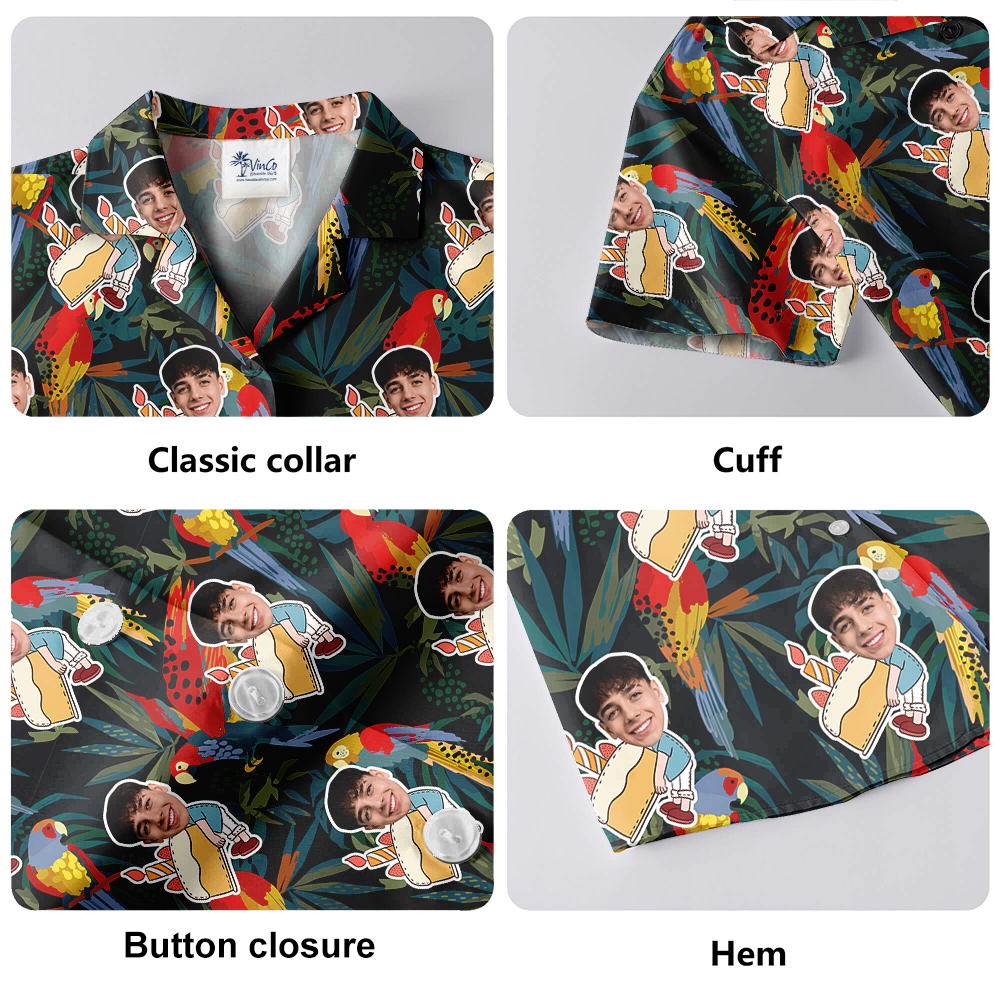 Funky Green Custom Face Birthday Hawaiian Shirt for Men