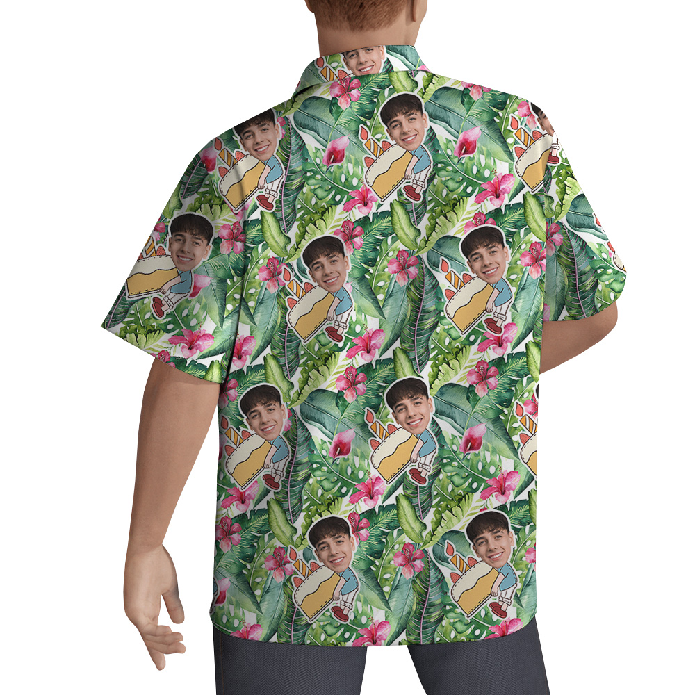 Green Forest Custom Face Birthday Hawaiian Shirt for Men