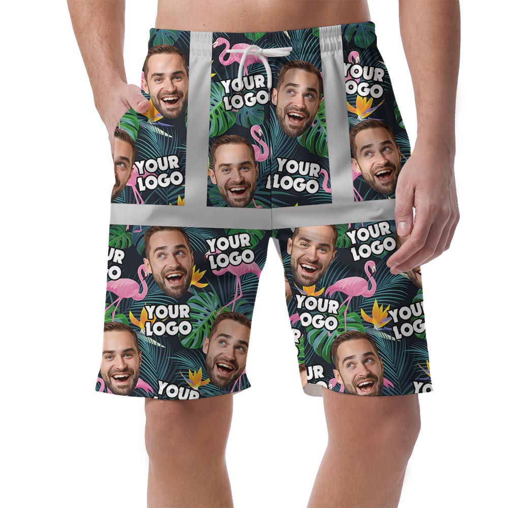 Tropical Custom Face And Logo Hawaiian Shorts Men - variant image 1