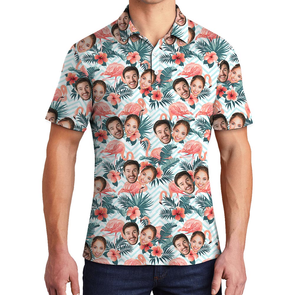 Flower Hawaiian Polo Men With Custom Couple - variant image 1