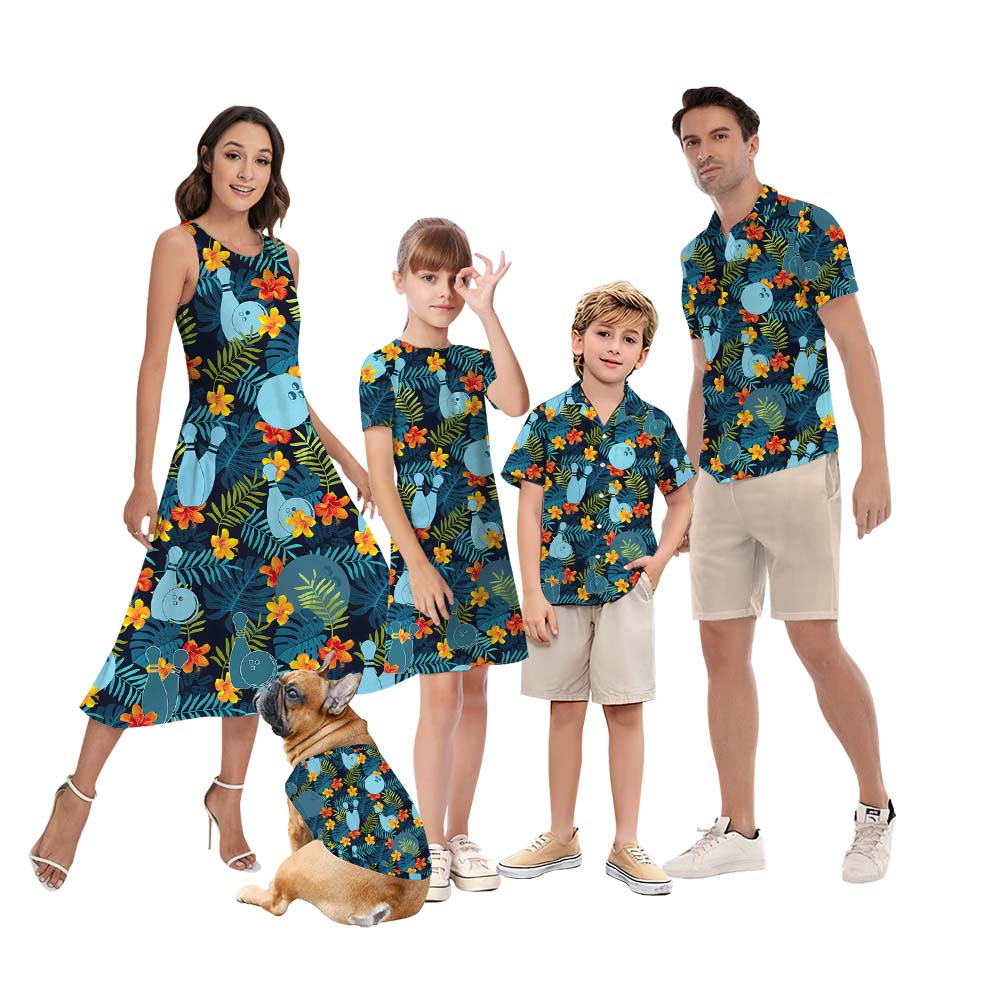 Floral Green Matching Bowling Family Outfits - variant image 1
