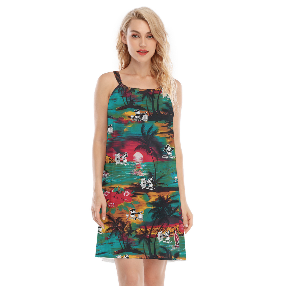 Cute Mickey Steamboat Willie 1928 Tropical Sunset Beach Aloha Cami Dress - variant image 1