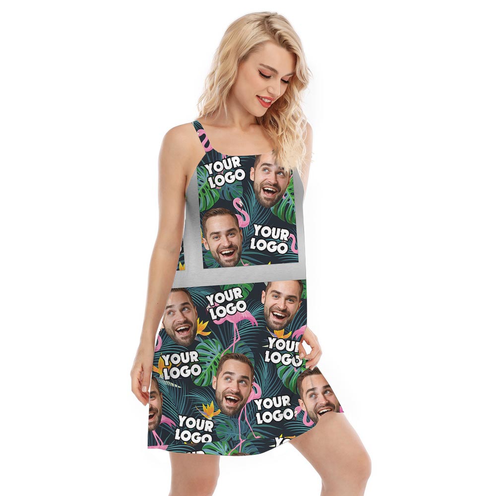 Hawaiian Custom Face Tropical Cami Dress