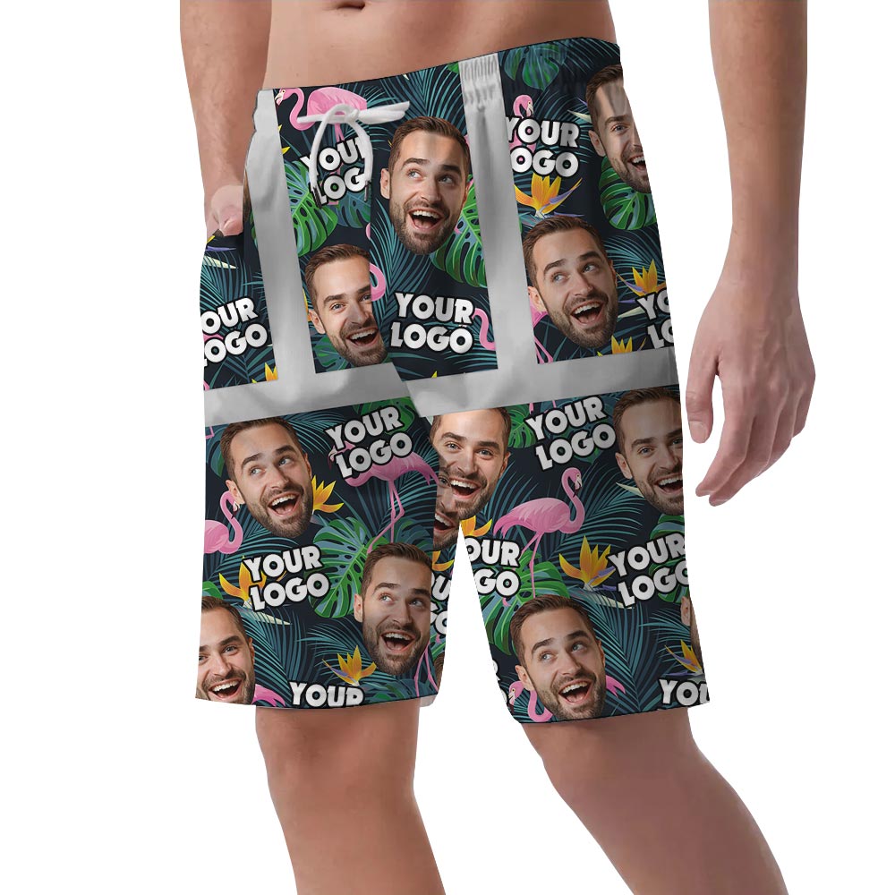 Tropical Custom Face And Logo Hawaiian Shorts Men