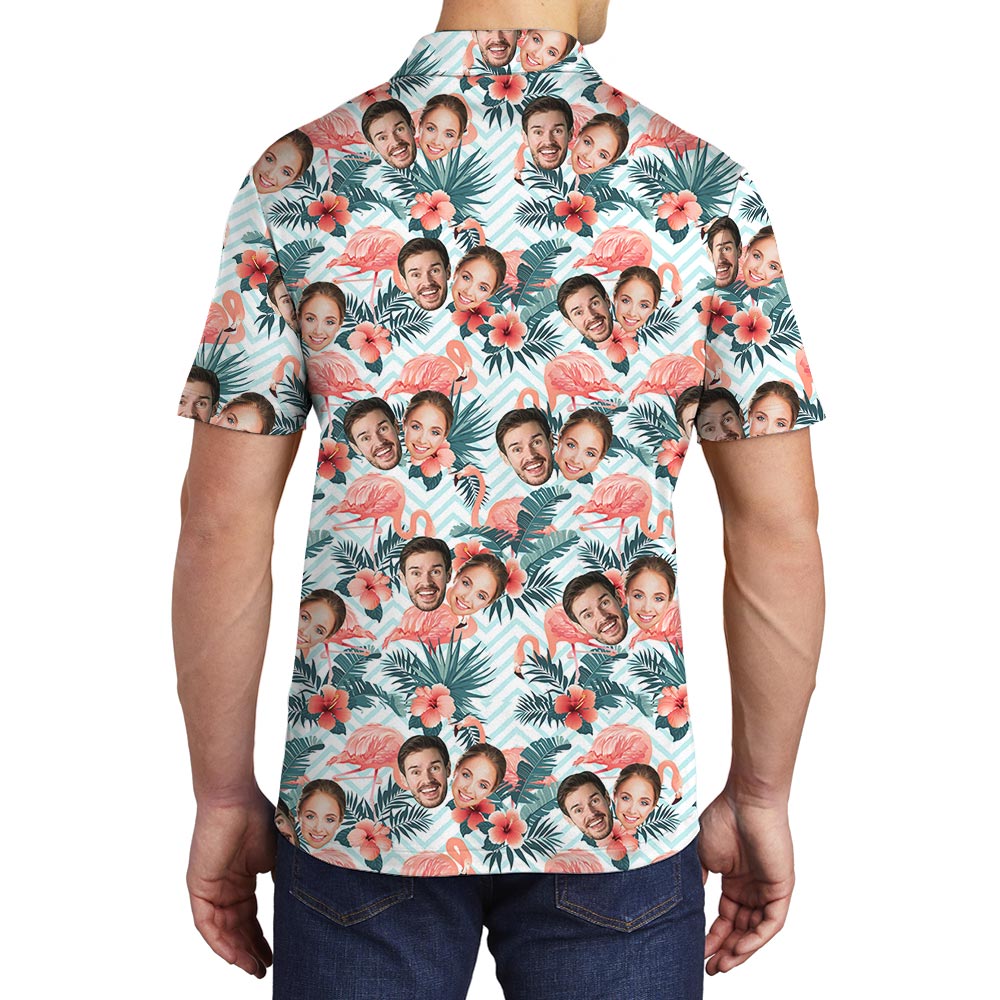 Flower Hawaiian Polo Men With Custom Couple