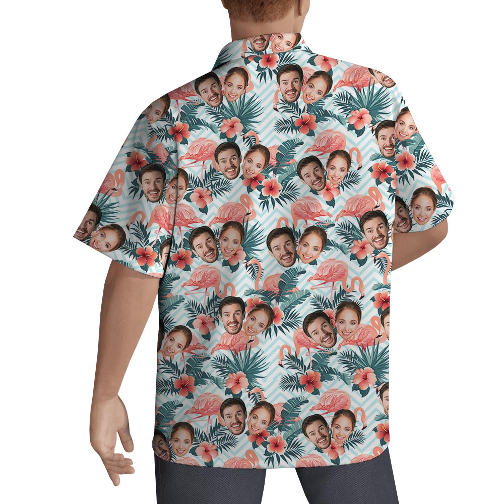 Custom Couple Face Flower Hawaiian Shirt Men