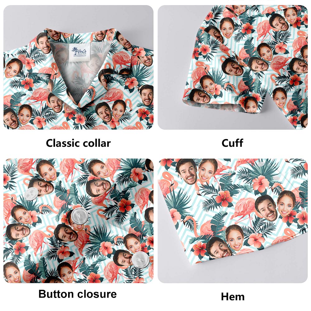 Custom Couple Face Flower Hawaiian Shirt Men